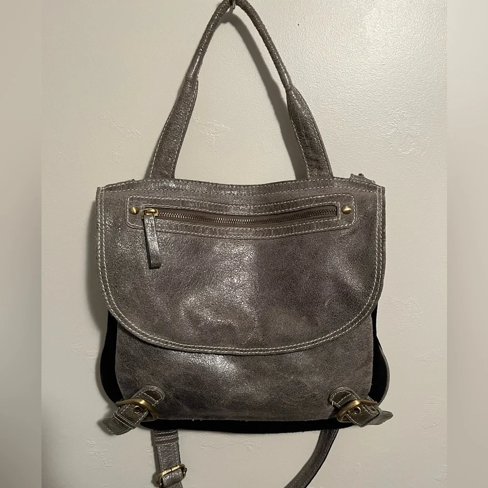 Sophia Visconti Purse Gray Suede And Patent Leather